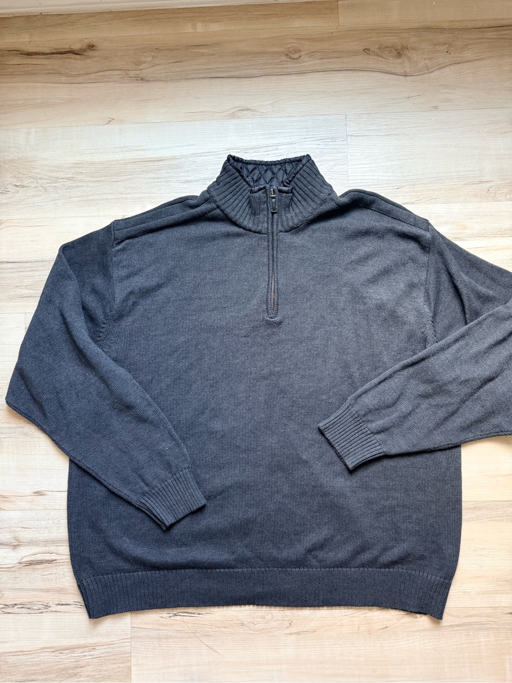 Oscar de la Renta Men’s 4X Quarter Zip Sweater Gray 55% Cotton 45% Acrylic